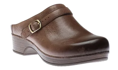 Berry Brown Milled Burnished Leather Clog
