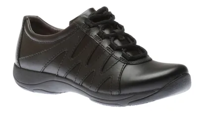 Neena Black Leather Slip-Resistant Lace-Up Shoe