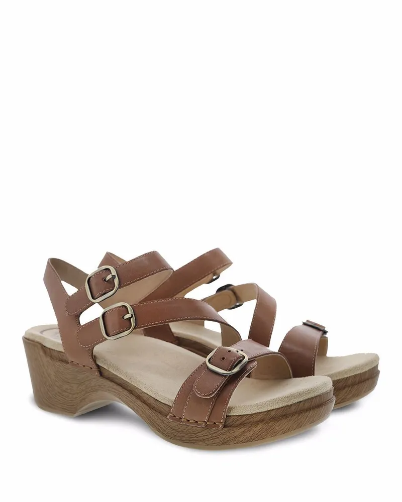 Sacha Tan Brown Leather Sandal