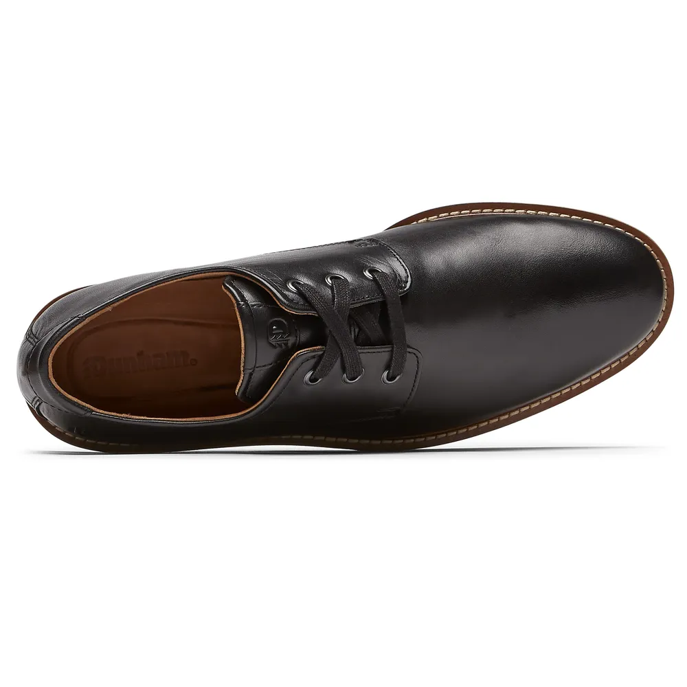 Clyde Black Leather Plain Toe Oxford Shoe