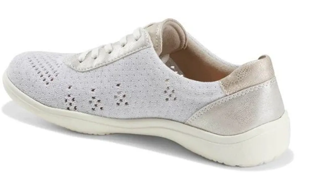 Paxton Petra White Silver Perforated Knit Lace-Up Sneaker