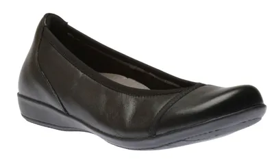 Alder Varden Black Leather Ballet Flat Shoe