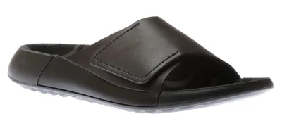 Women's 2nd Cozmo Black Leather Slide Sandal
