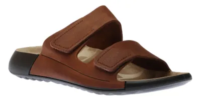 2nd Cosmo Tuscany Brown Leather Double Strap Slide Sandal