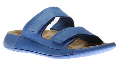 2nd Cozmo Regatta Blue Leather Double Strap Slide Sandal