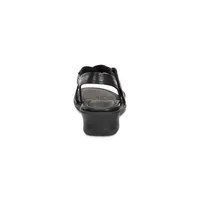 Felicia Sandal Black Leather Adjustable Strap Wedge
