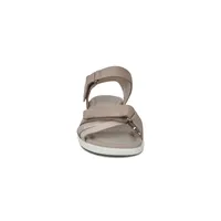 Felicia Grey Rose Leather Adjustable Strap Wedge Sandal