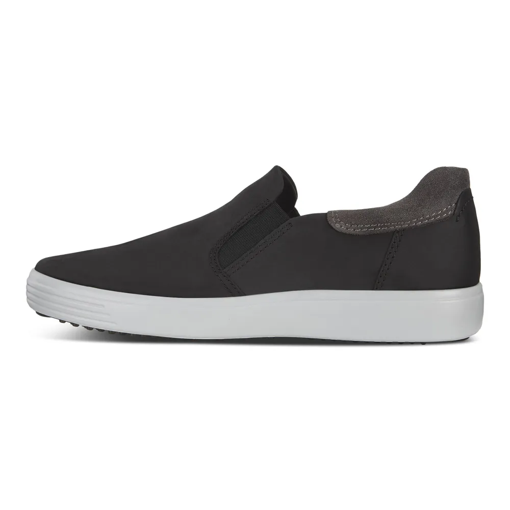 Men's Soft 7 Black Nubuck Leather Slip-On Sneaker