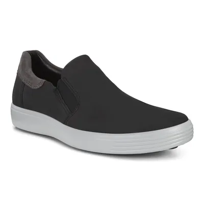 Men's Soft 7 Black Nubuck Leather Slip-On Sneaker