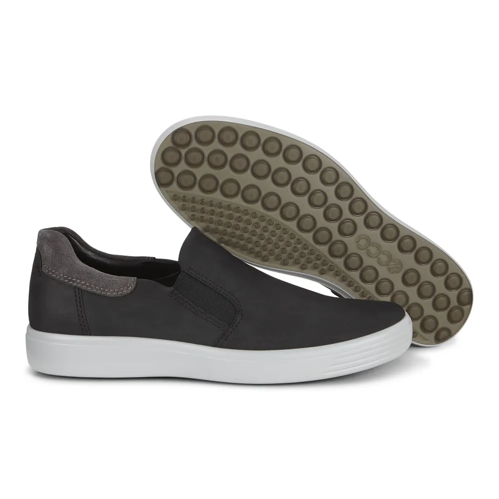 Men's Soft 7 Black Nubuck Leather Slip-On Sneaker