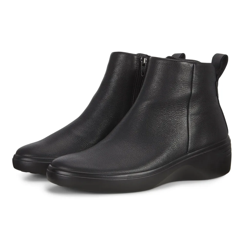 Soft 7 Black Leather Wedge Boot