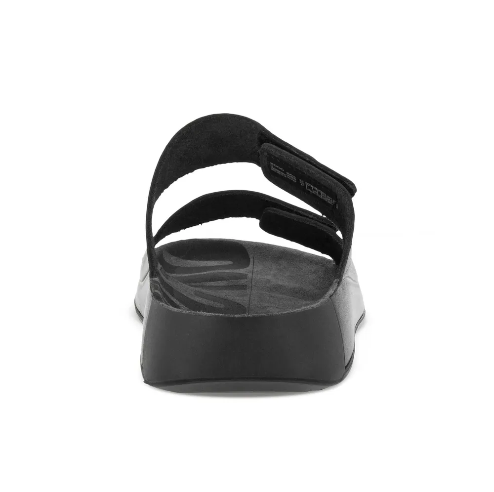Men's 2nd Cozmo Black Leather Double Strap Slide Sandal