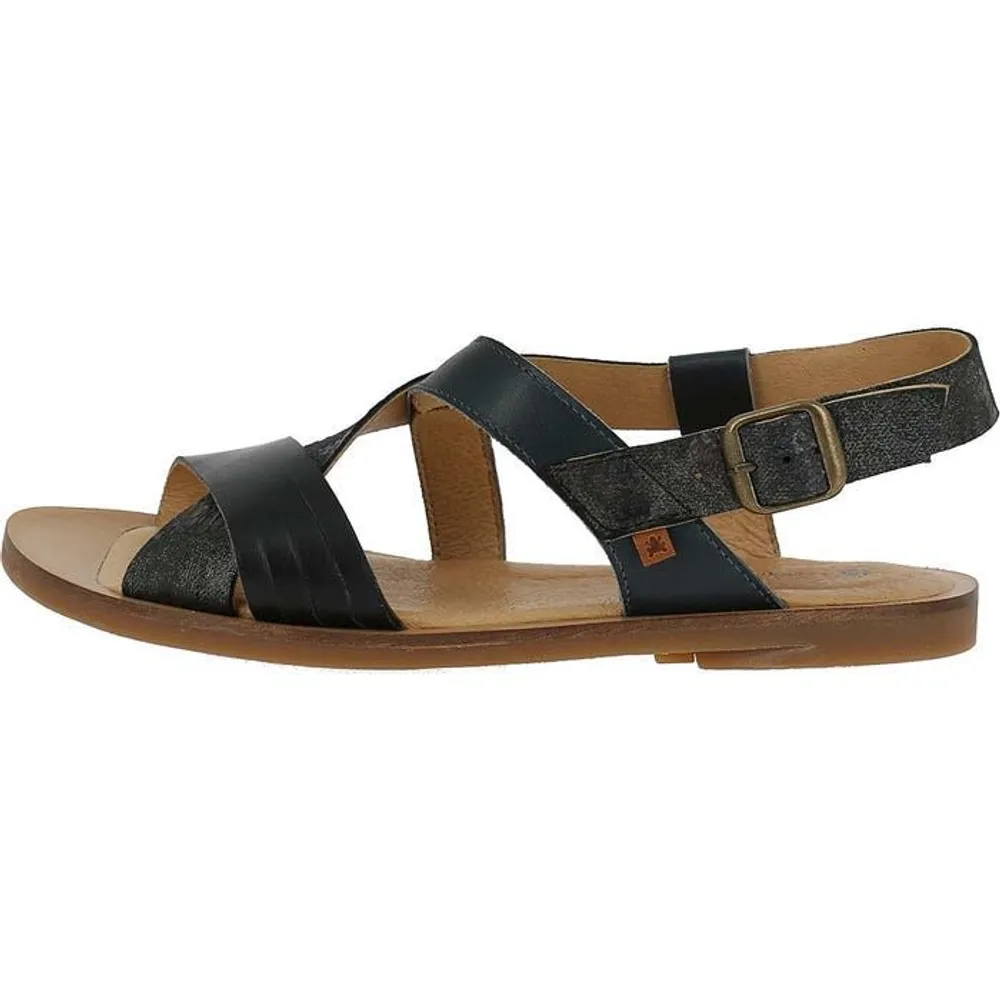 Tulip Carbon Leather Flat Sandal