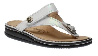 Alexandria White Leather Thong Sandal