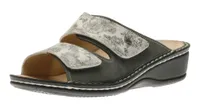 Jamaica Flower Print Charcoal Grey Slide Wedge Sandal