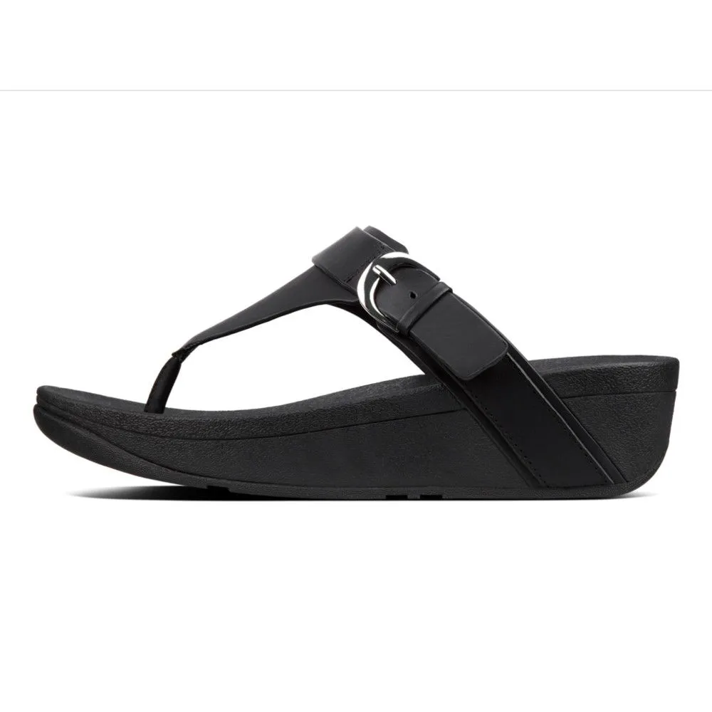 Edit Black Leather Adjustable Thong Sandal