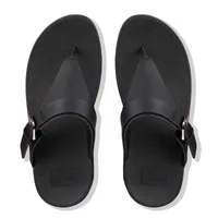 Edit Black Leather Adjustable Thong Sandal