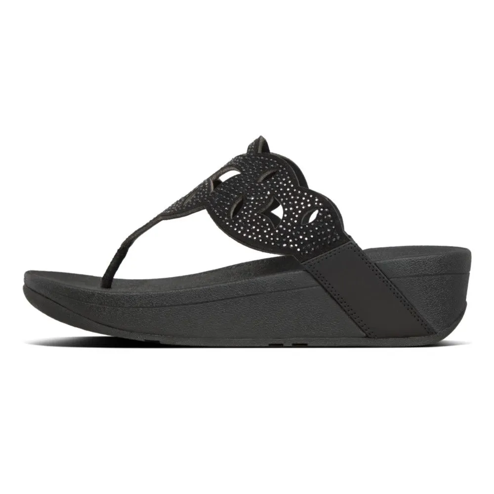 Elora Crystal Black Thong Sandal