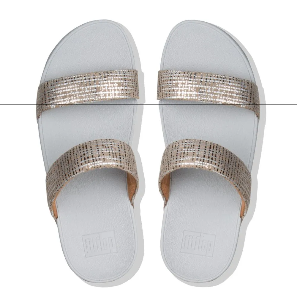 Lottie Chain Print Silver Slide Sandal