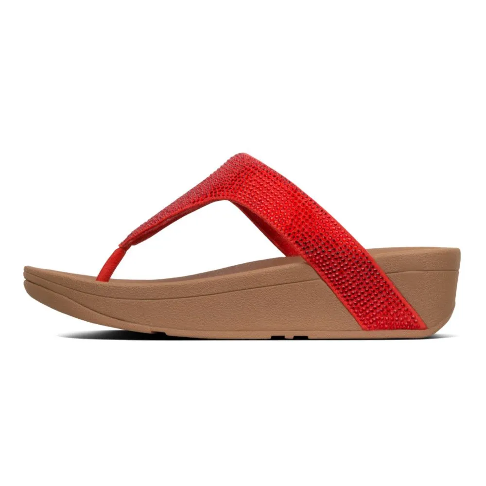 Lottie Shimmer Crystal Passion Red Thong Sandal