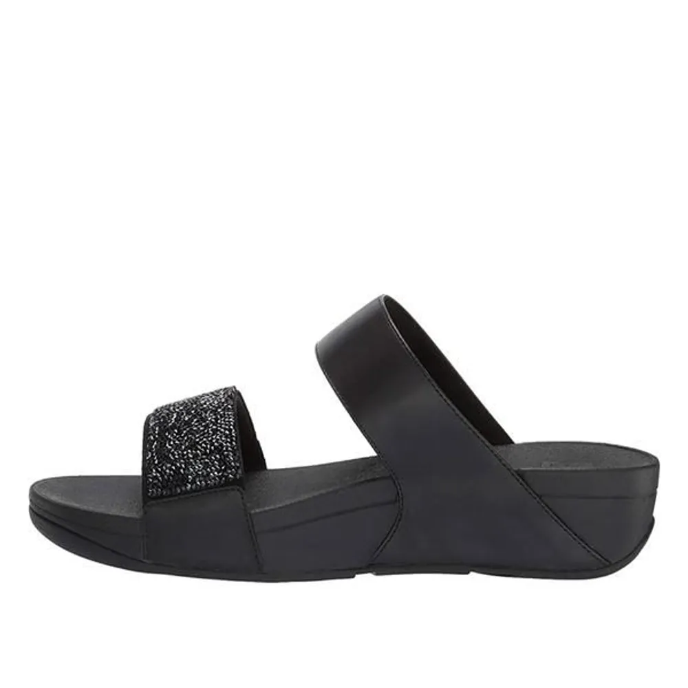 Sparklie Black Crystal Embellished Slide Sandal