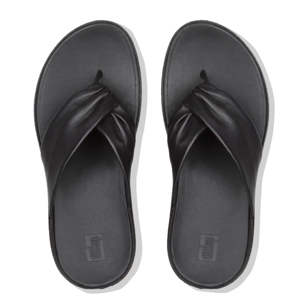 Twiss Black Leather Thong Sandal