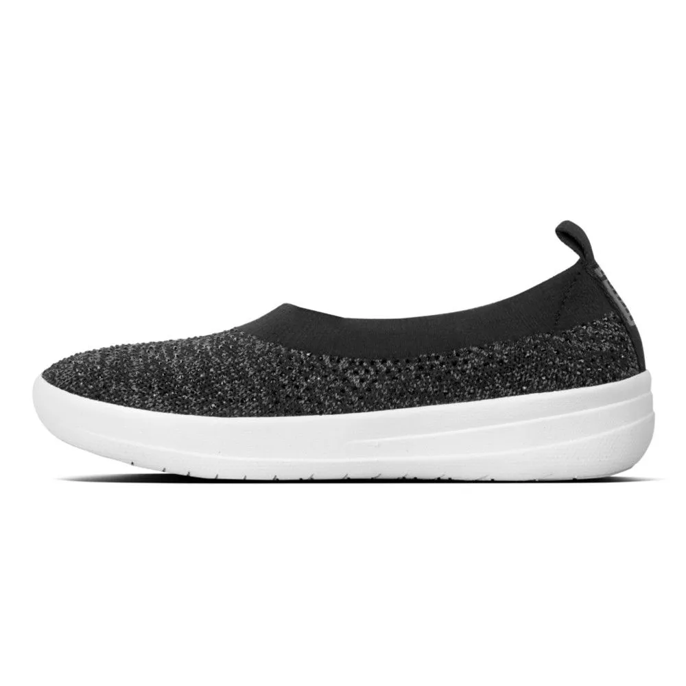 Uberknit Ballerina Crystal Black / Soft Grey Slip-On Flat