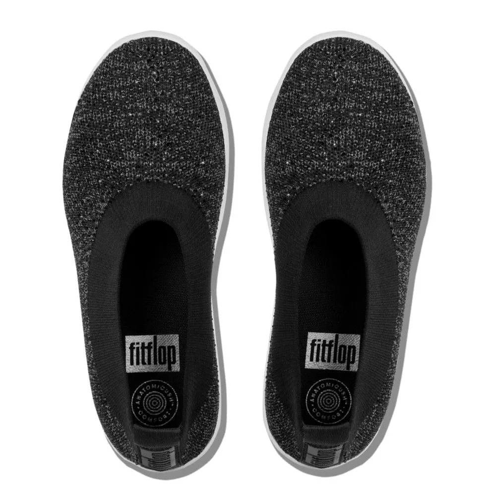 Uberknit Ballerina Crystal Black / Soft Grey Slip-On Flat