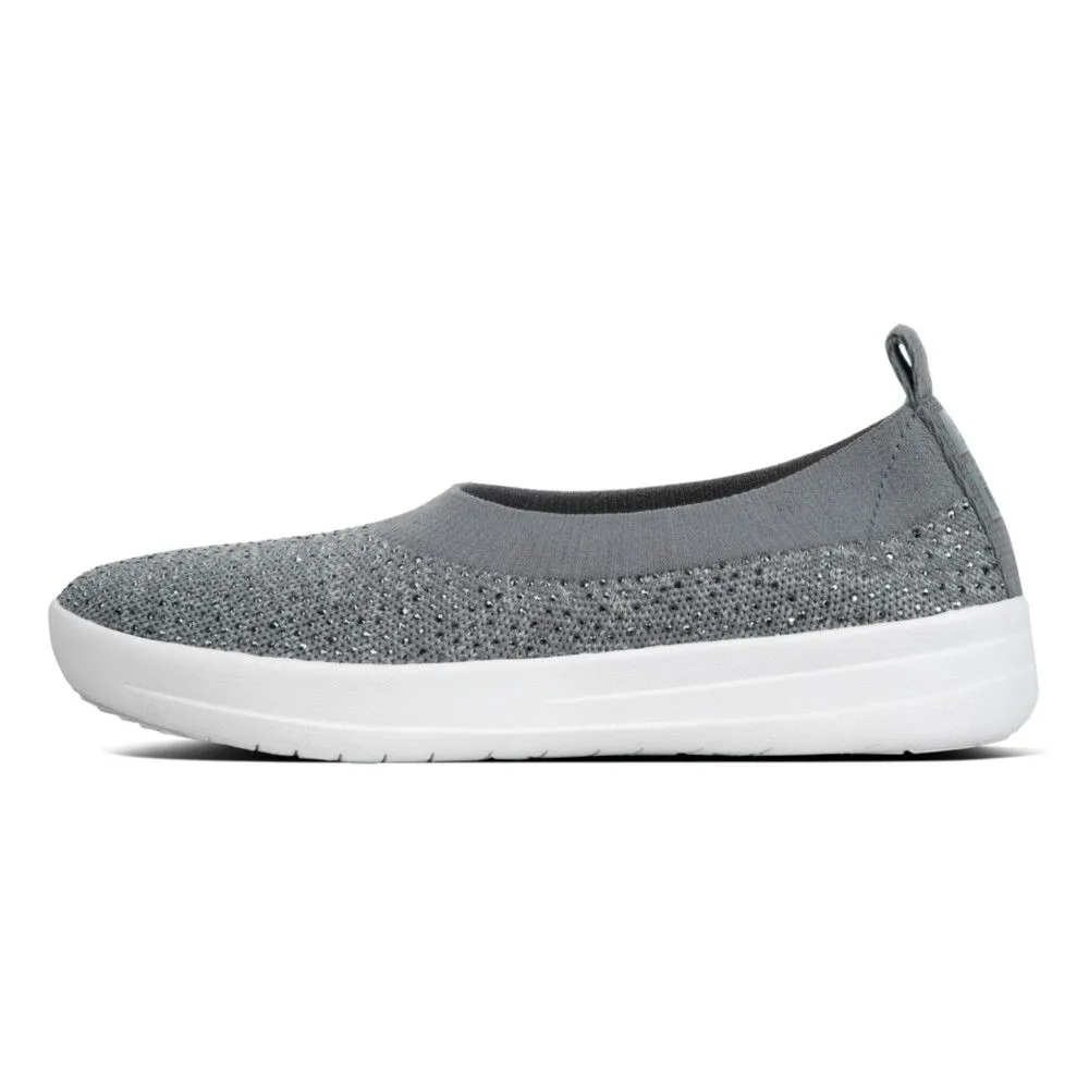 Uberknit Ballerina Crystal Charcoal / Dusty Grey Slip-On Flat