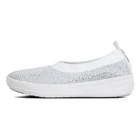 Uberknit Ballerina Crystal Metallic Silver / Urban White Slip-On Flat