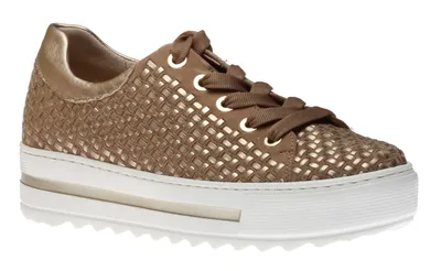 66.499.30 Florenz Taupe Gold Metallic Platform Sneaker