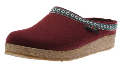 Grizzly Franzl Red Wool Felt Patterned Trim Clog