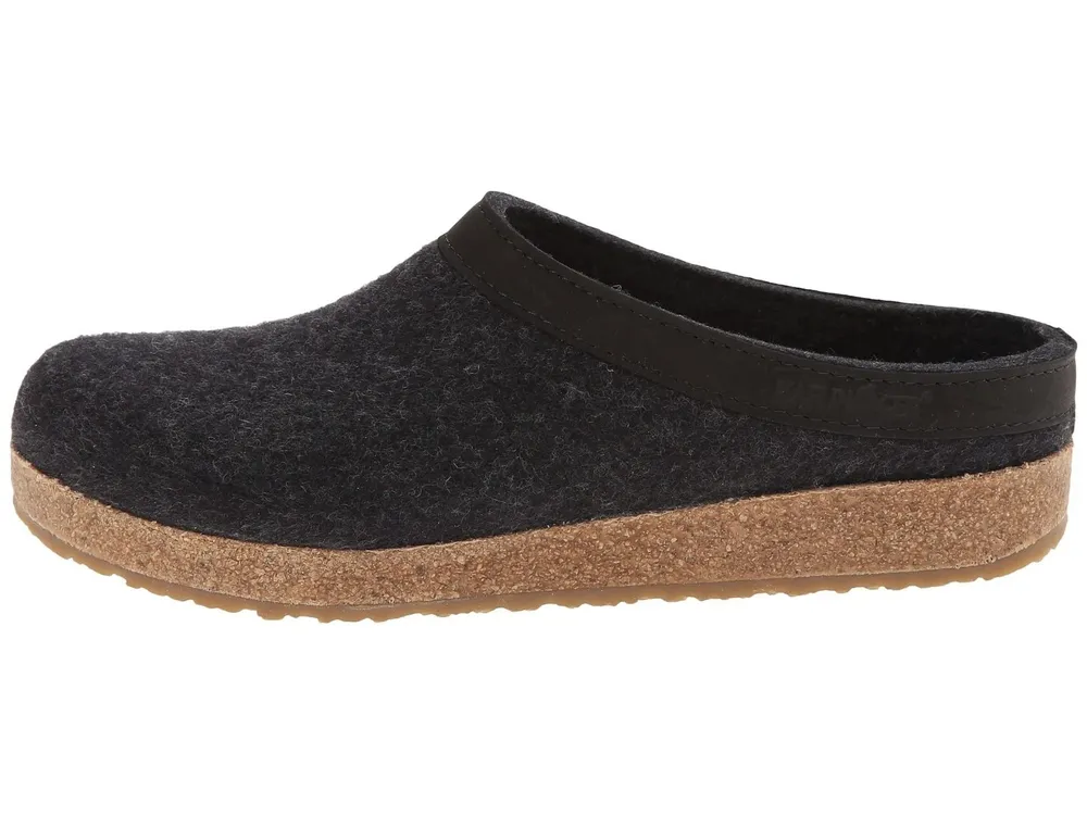 GZL Grizzly Charcoal Wool Felt Leather Trim Clog