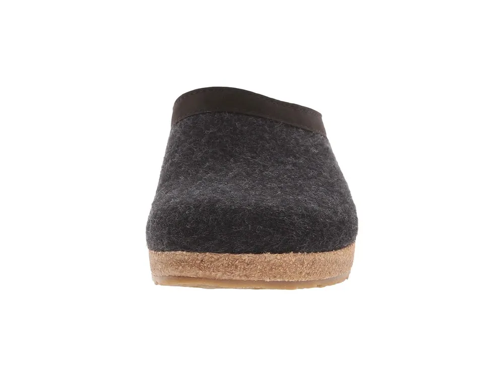 GZL Grizzly Charcoal Wool Felt Leather Trim Clog