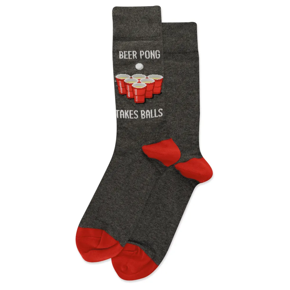 Hotsox Men's Beer Pong Charcoal Crew Socks