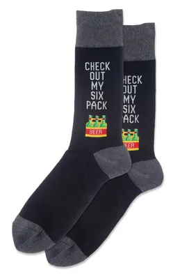 Hotsox Men's Check Out My Six Pack Crew Socks