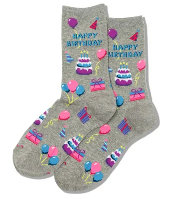 Hotsox Women's Happy Birthday Crew Socks