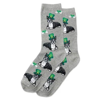 Hotsox Women's Irish Boston Terrier Crew Socks