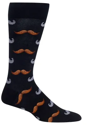Hotsox Men's Mustache Black Crew Socks