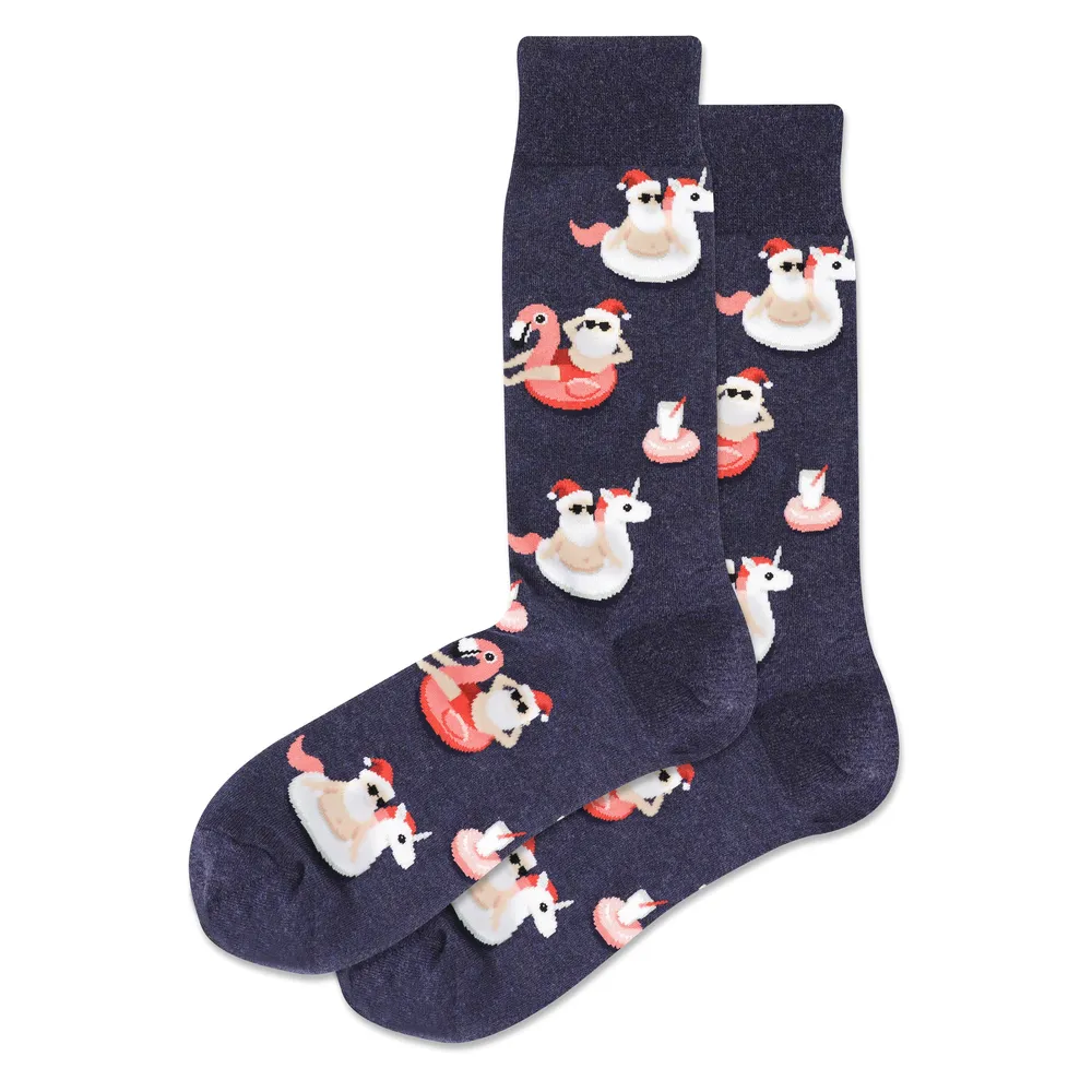 Hotsox Men's Pool Float Santa Crew Socks