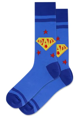 Hotsox Men's Super Dad Blue Crew Socks
