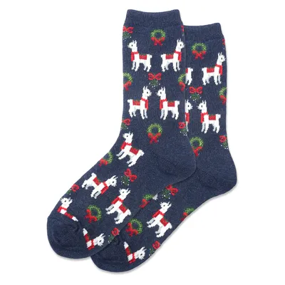 Hotsox Women's Holiday Llama Crew Socks