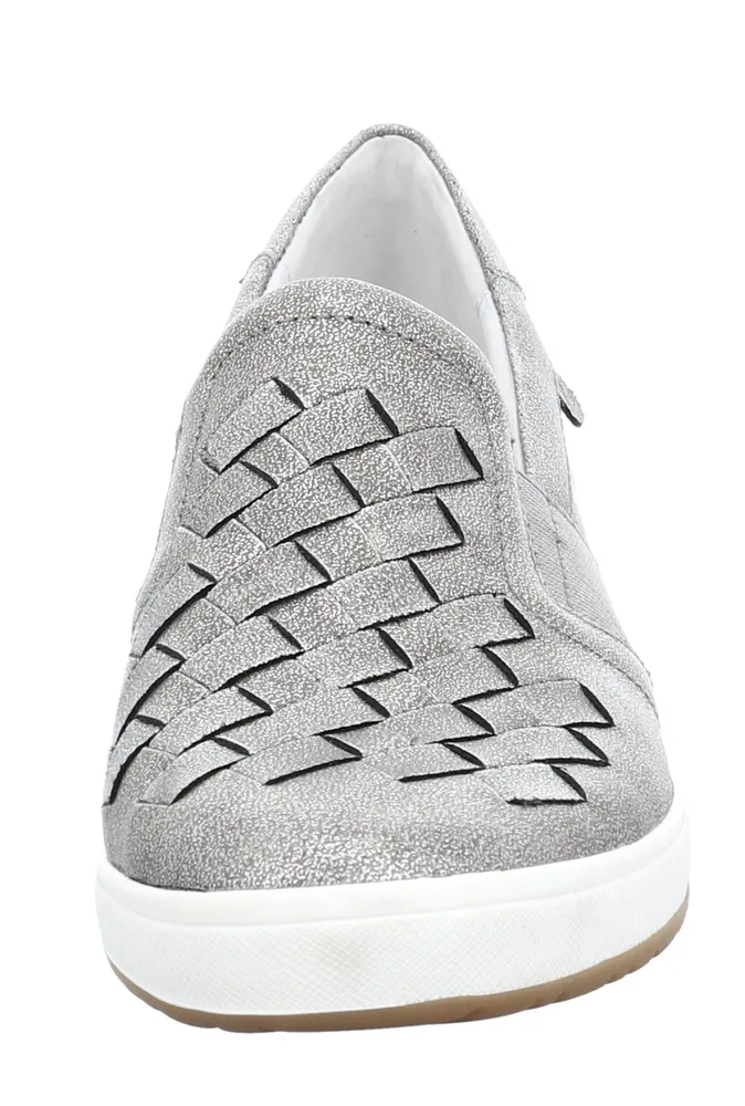 Caren 26 Platinum Metallic Woven Leather Slip-On Sneaker