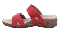 Natalya 12 Red Leather Flower Slide Wedge Sandal