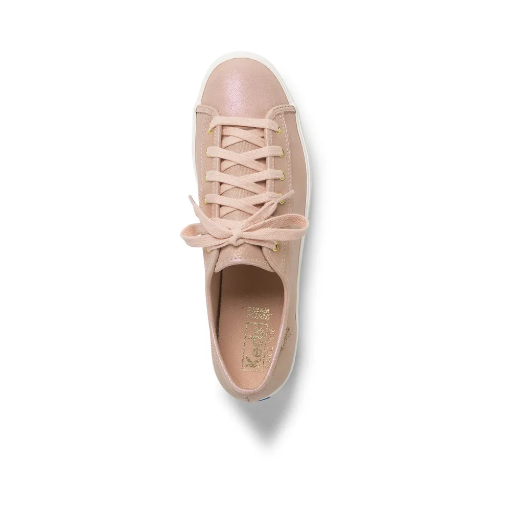 Triple Kick Peach Iridescent Leather Lace-Up Platform Tennis Sneaker