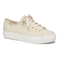 Triple Kick Beige Lace-Up Platform Tennis Sneaker