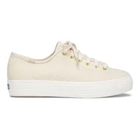 Triple Kick Beige Lace-Up Platform Tennis Sneaker