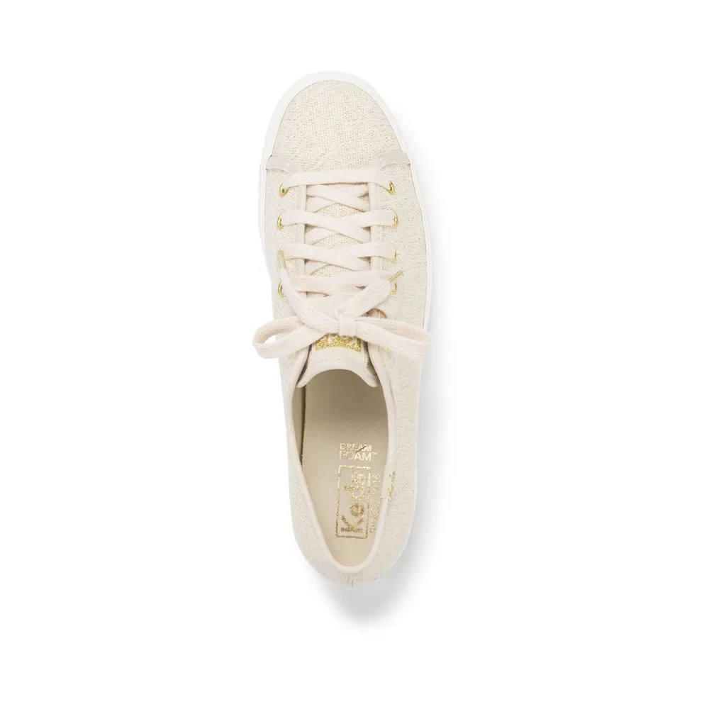 Triple Kick Beige Lace-Up Platform Tennis Sneaker