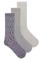 K. Bell Grey Diamond Texture Crew Socks (3 Pair Pack)