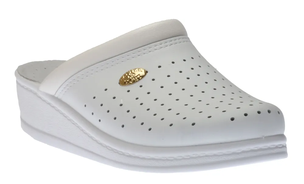 White Perforated Clog